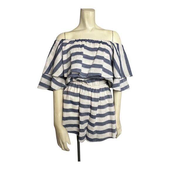 Boston Proper Pants - Boston Proper Nautical Breton Striped Romper Playsuit Beach Summer Cruise Vacay
